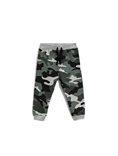 Koton Sweatpants Millitary Printed Elastyczny pasek Drawstring spodnie dresowe dla chłopców, Szary projekt (0d4), 9-12 miesięcy