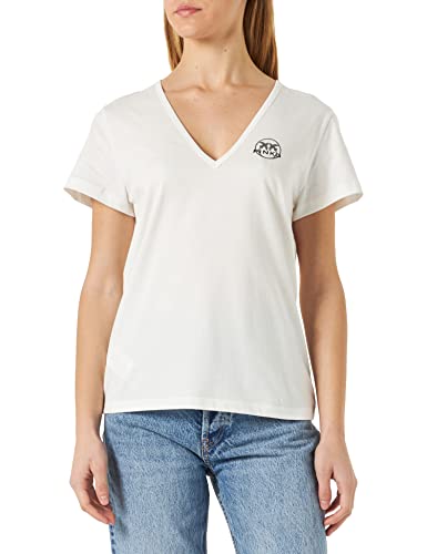 Pinko Damska koszulka Turbato z dekoltem w serek Jerse, Z07_White Silk, XXS, Z07_biały jedwab, XXS