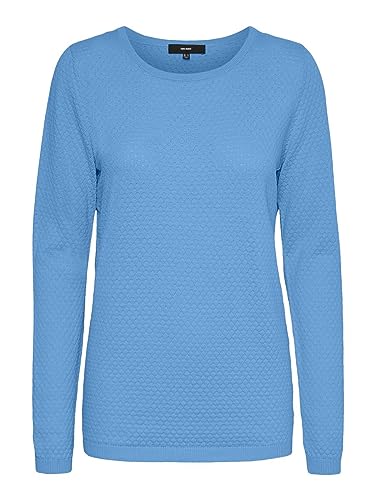 VERO MODA Sweter damski z teksturą, Little Boy Blue, L