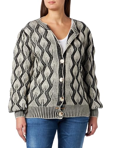 NAEMI Damski kardigan 10425116-NA01, wełniany biały czarny, XS/S, wełniany biały czarny, XS-S