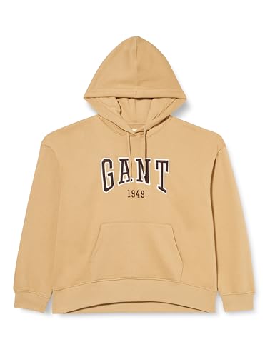 GANT Damska bluza z kapturem z logo Rel, khaki (Dark Khaki), M