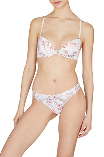 Emporio Armani Damski biustonosz push-up z mikrofibry na co dzień, Yogurt kwiatowy nadruk, 34 / A
