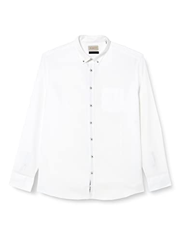 bugatti Męska koszula 9350-38700 z kołnierzem button-down, biała-10, regularna, biały-10, XXL