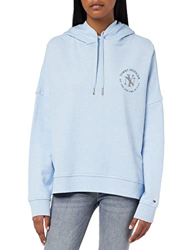 Tommy Hilfiger Damska bluza z kapturem RLX NYC Okrągły Sweter, Breezy Blue Heather, XXS