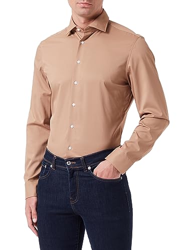 Seidensticker Męska koszula slim fit z długim rękawem, beżowa, 39 EU, beżowy, 39