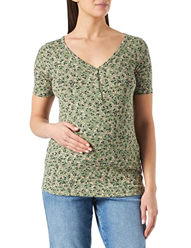 Esprit Maternity Damska koszulka pielęgniarska krótki rękaw nadruk na całej długości, Real Olive - 307, 36 PL
