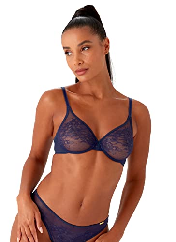 Gossard Damski błyszczący koronkowy przezroczysty biustonosz formowany, Eclipse, 32FF, Zaćmienie, 70H