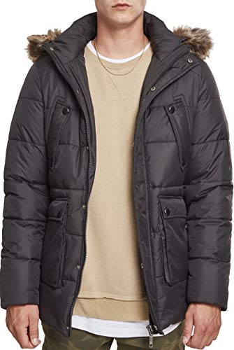 Urban Classics Męska kurtka Faux Fur Hooded, czarny (Black 00007), S