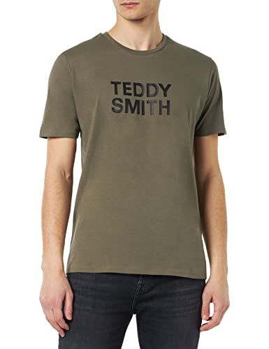 Koszulka męska z okrągłym dekoltem 100% bawełna - TICLASS Basic MC, Turbulencja khaki zielony, L