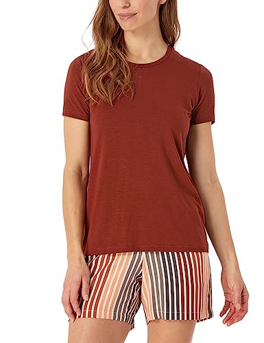 Schiesser Damska koszula do spania z krótkim rękawem mieszanka modalu + relaks, terakota, 36, Terracotta, 36