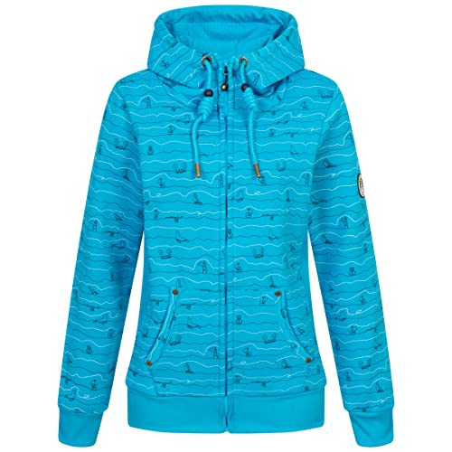 Ankerglut Damska bluza z kapturem bluza z długim rękawem #kotwica fala bluza z kapturem, niebieski, 36