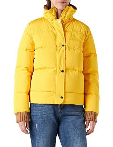 Love Moschino Nylon Real Down Jacket z pasującym logo z podpisem na piersi kurtka damska, Żółty, 38