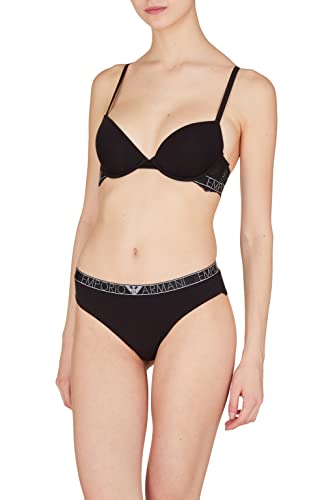 Emporio Armani Damski biustonosz z wiskozy, z koronką, push up, czarny, 32 / B