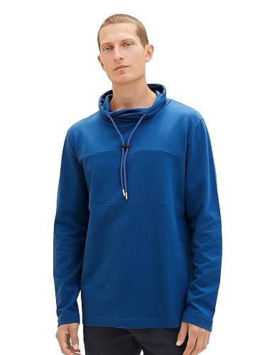 TOM TAILOR Koszulka męska z długim rękawem, 34198 – hokejowy niebieski Herringbone Struct, 3XL
