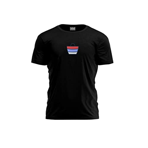 Bona Basics, Męski T-shirt z cyfrowym nadrukiem,% 100 bawełna, czarny, na co dzień, męskie topy, rozmiar: S, czarny, S