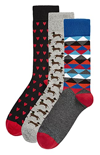 HS by Happy Socks Jamnik 3-pak skarpety, 4-11 (rozmiar 41-46), wielobarwny, 37-45 EU