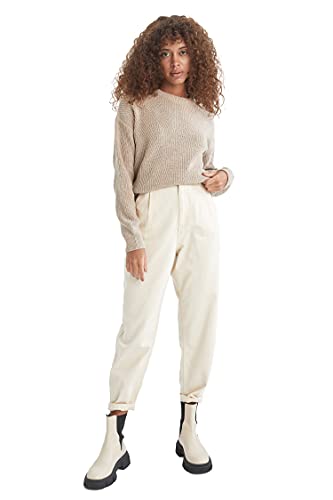 DeFacto Sweter normalny krój dla kobiet - sweter z golfem na topy damski (beżowy, XXL), beżowy, XXL