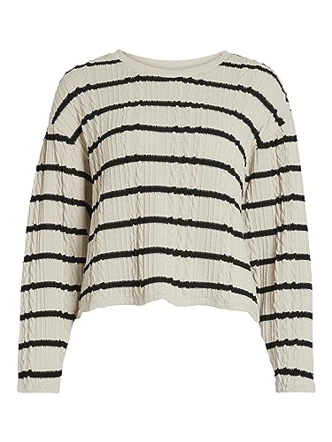 VICABA L/S Cropped Top, Brzoza/paski: czarny, M