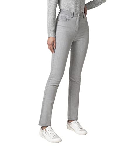 Damart - Damskie spodnie jeansowe z wysokim stanem, dopasowany krój, Gris Clair, 52