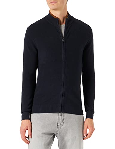TOM TAILOR Męskie Kardigan ze stójką 1032291, 13160 - Knitted Navy Melange, L