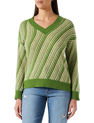 United Colors of Benetton Damski sweter z dekoltem w serek M/L 1144e400j, kremowy zielony, 640, L