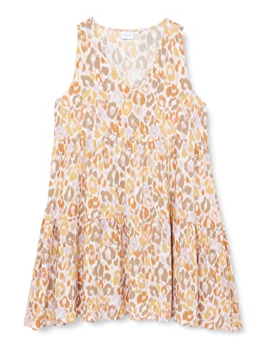 Vila Damska sukienka z dekoltem w serek S/L, sukienka S/L, Cloud Dancer/AOP: Leo, 36