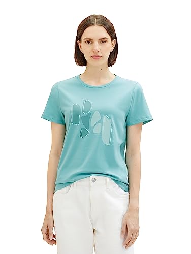 T-shirt damski TOM TAILOR z nadrukiem, 10426-letni turkusowy, XL