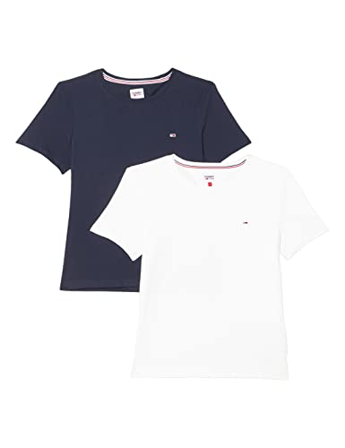 Tommy Jeans Inne damskie topy z dzianiny, Ciemny granatowy/biały, M