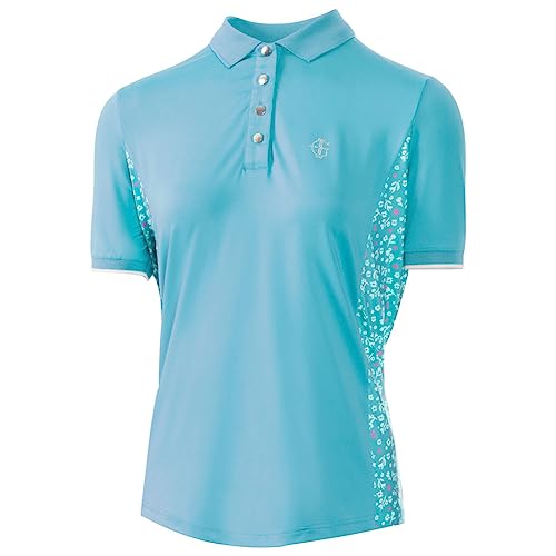 Island Green Golf Damskie Oddychające Szybkoschnące Odprowadzające Wilgoć Koszulki Polo, Aqua/Biały, S, 2239 - Aqua/Biały, S