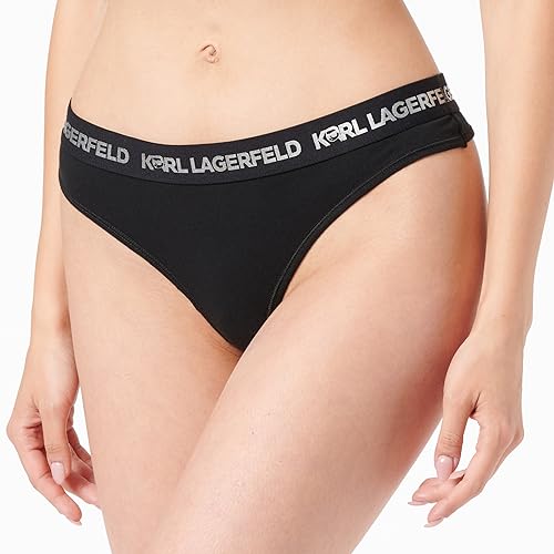 KARL LAGERFELD Damskie stringi, Black/silver, S