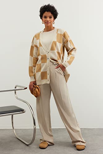 Kardigan - Beżowy - Regularny krój, Rock, Tek Ebat, Skała, Rozmiar uniwersalny