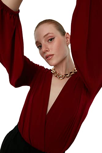 Trendyol Bluza damska, burgundy Breasted Knitted Blouse, M