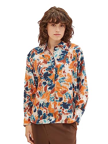 TOM TAILOR Bluzka damska, 32367 - Grey Orange Tie Dye Floral, 44