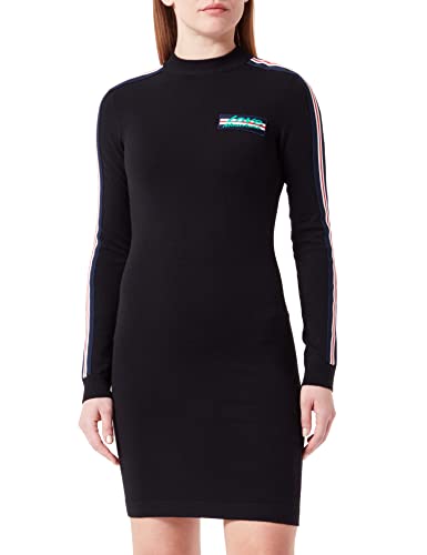 Love Moschino Damska sukienka slim fit z długim rękawem i naszywką na klatce piersiowej, czarny, 42