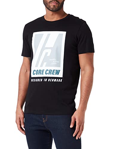 JACK&JONES męski t-shirt z logo JCOSPRING z okrągłym dekoltem, czarny, L
