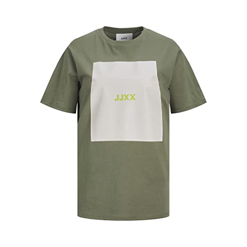 Jack&Jones JJXAMBER SS Kombinezon damski, swobodny krój, motyw czterech liści/nadruk: jasny, biały, kwadratowy, M, Four Leaf Clover/Print: jaskrawy biały kwadratowy, M