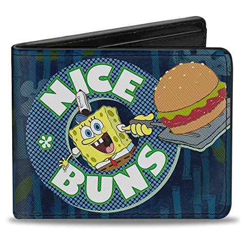Spongebob Squarepants Męski portfel Buckle-down PU, Spongebob Nice Buns - wielokolorowy, 4,0 x 3,5 US, wielokolorowa, jeden rozmiar