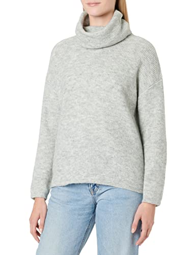 Vila Damski sweter VICILIA z okrągłym dekoltem L/S Knit top/SU-NOOS, jasnoszary melanż, S, jasnoszary melanżowy, S