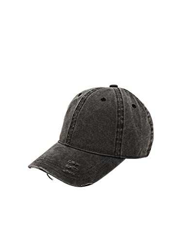 ESPRIT Czapka baseballowa z detalami Destroyed, czarny, M