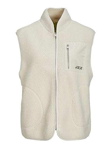 JACK&JONES Damska kamizelka JXJULIE Teddy Vest SN, Bone White, M, biały (Bone White), M