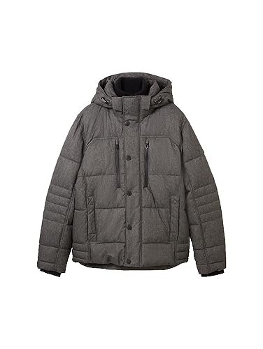 TOM TAILOR Męska kurtka zimowa z odpinanym kapturem, 28007-Grey Garment Dye Structure, XL