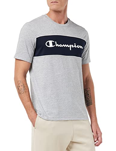 Champion T-shirt męski z logo Piping Block, szary, S