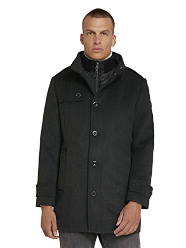 TOM TAILOR Męskie Płaszcz wełniany z kurtką wewnętrzną 1026761, 29999 - Black, S