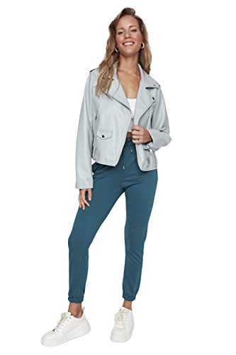 Trendyol Damskie spodnie dresowe o normalnej talii Skinny Fit Jogger, NIEBIESKI, XS