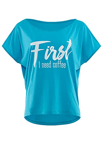 WINSHAPE T-shirt damski, Sky-blue-biały, L