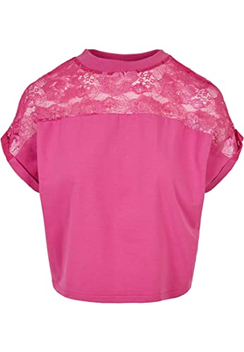 Urban Classics Damski T-Shirt Ladies Short Oversized Lace Tee, damski top z koronkowym wstawką, dostępny w wielu kolorach, rozmiarach XS - 5XL, Rosa, M