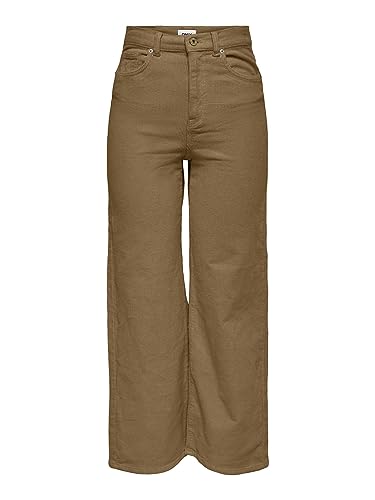 ONLY Damskie spodnie Onlhope Global Ex Hw Wide Cord PNT Highwaisted, szerokie spodnie, Toasted Coconut, 38W / 32L
