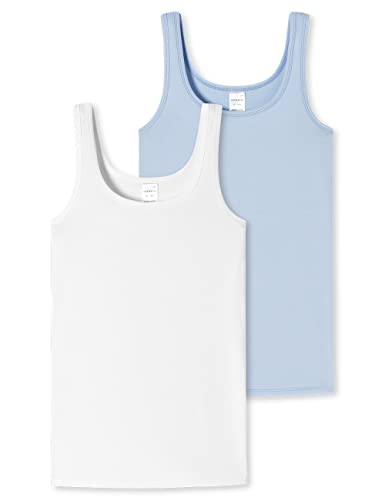 Schiesser Dziewczęca 2 Szt; Podkoszulek Top, Bielizna, Biała, Jasnoniebieska, Uniwersalna, 164, Biały, Jasnoniebieski, Uniwersalny, 164 Cm