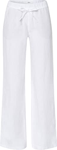 BRAX Damskie spodnie lniane w stylu Farina, biały 3, 31W / 32L