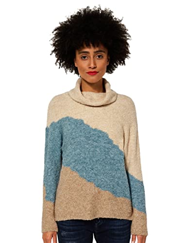 Street One Damski sweter z golfem, mleczny jadeit melanż, 44